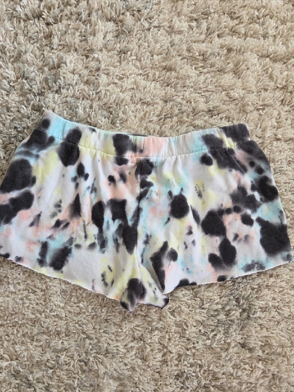Colsie Pastel Tie-Dye Lounge Shorts with Black Spots - Picture 3 of 3